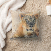 ラブリーライオネス写真モダン水彩画 クッション (ブランケット)