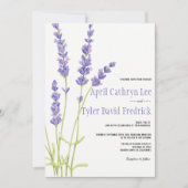 ラブリーライトパープルラベンダーフラワーウェディング招待 招待状 (正面)