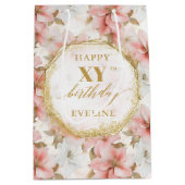 ラブリーライトピンクウォーターカラー90誕生日抱き枕 ミディアムペーパーバッグ (正面)