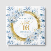 ラブリーライトブルースウィート16ゲストサインインブック金ゴールド ゲストブック (正面)