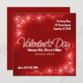 ラブリーライト – 赤バレンタインデー招待状 招待状 (正面/裏面)