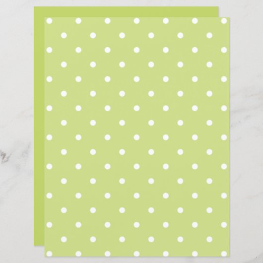 ラブリーライムグリーン水玉模様スクラップブック紙 (正面/裏面)