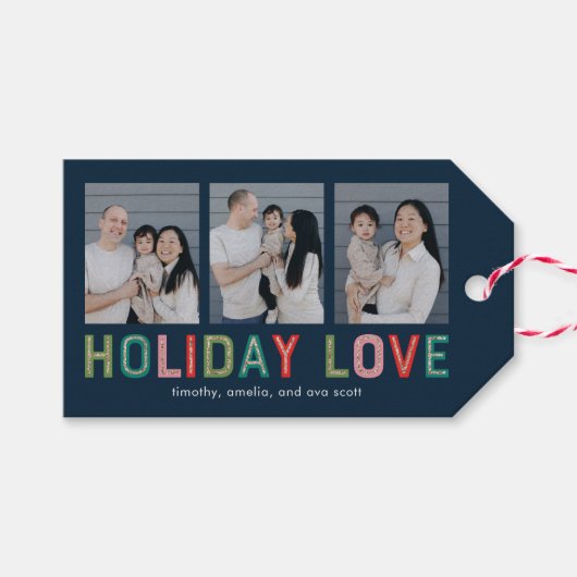 ラブリーラインホリデーフォトクリスマスギフトタグ ギフトタグ (正面(横))