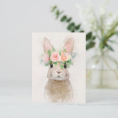 ラブリーラビットフラワークラウンポートレート ポストカード (スタンド正面)