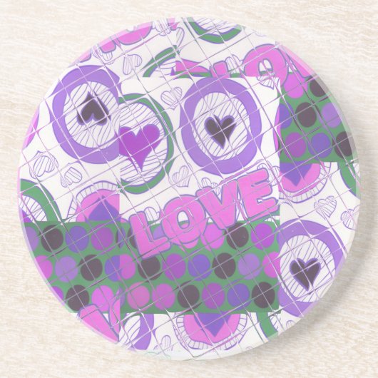 ラブリーラブハートモチーフアートプリント コースター (正面)