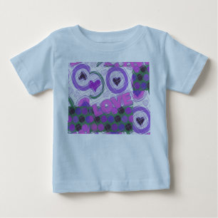 ラブリーラブハートモチーフアートプリント ベビーTシャツ