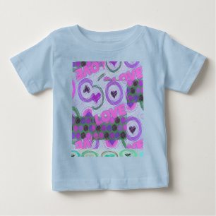 ラブリーラブハートモチーフアートプリント ベビーTシャツ