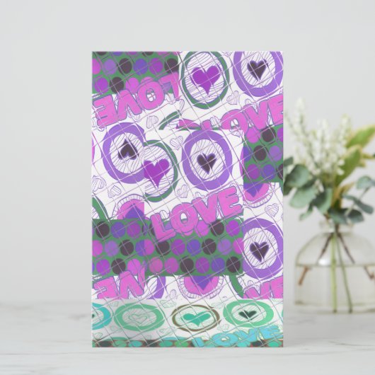 ラブリーラブハートモチーフアートプリント 便箋 (スタンド正面)