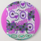 ラブリーラブハートモチーフアートプリント 缶バッジ (正面)