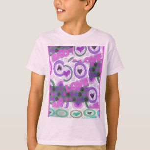 ラブリーラブハートモチーフアートプリント Tシャツ