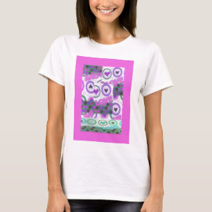 ラブリーラブハートモチーフアートプリント Tシャツ
