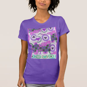 ラブリーラブハートモチーフアートプリント Tシャツ
