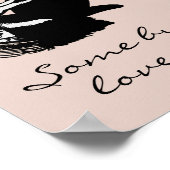 ラブリーラブバニープンブラックパステルピーチ ポスター (角)