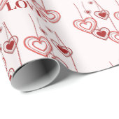 ラブリーラブ赤いハートバレンタインデー ラッピングペーパー (ロールコーナー)
