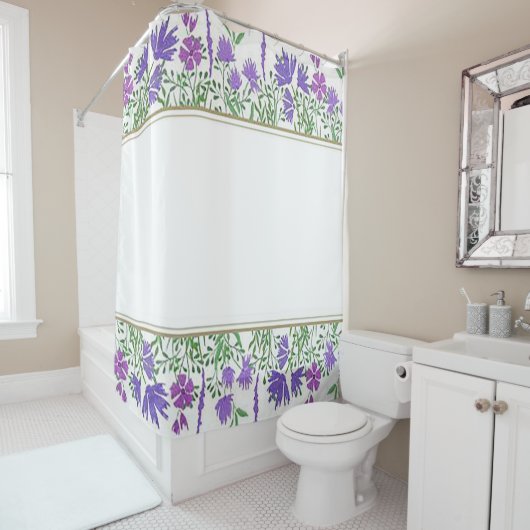 ラブリーラベンダーパターン（の模様が）あるデザイン シャワーカーテン (インサイチュ)