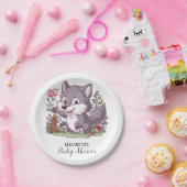 ラブリーリトルウルフベビーシャワー ペーパープレート (パーティー)