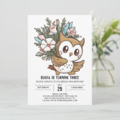 ラブリーリトルデジタルフクロウ誕生日 招待状 (スタンド正面)