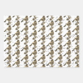 ラブリーリトルバード白ピーチベージュ ラッピングペーパーシート (正面3)