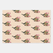 ラブリーリトルバード白ピーチベージュ ラッピングペーパーシート (正面2)