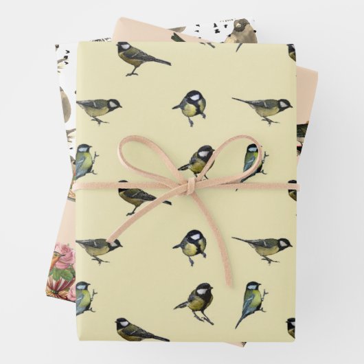 ラブリーリトルバード白ピーチベージュ ラッピングペーパーシート (インサイチュ)