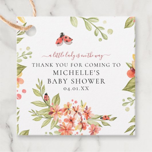 ラブリーリトルレディバグベビーシャワー誕生日 フェイバータグ (正面)