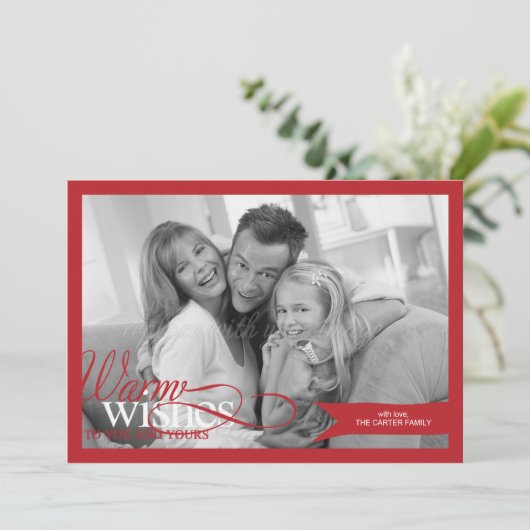 ラブリーリボンクリスマス/ホリデーフォトカード シーズンカード (スタンド正面)