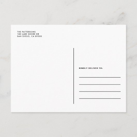 ラブリーレタリングブラックたった今結婚しましたフォト結婚ズ 案内ポストカード (裏面)