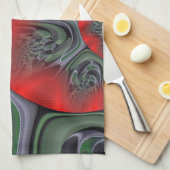 ラブリーレッドオーロラアートプリント キッチンタオル (四つ折り)