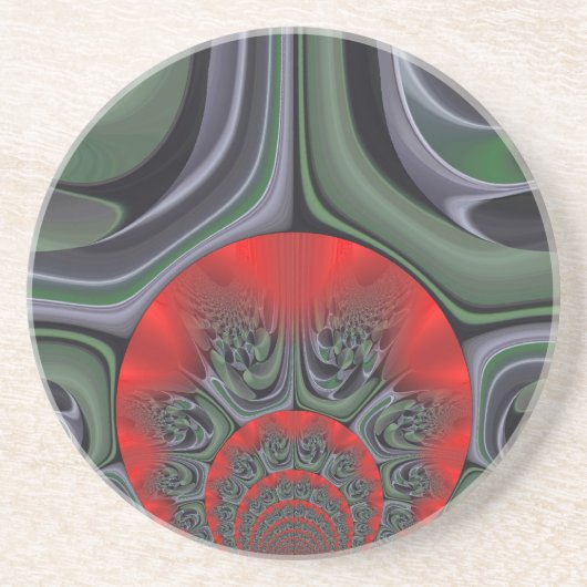 ラブリーレッドオーロラアートプリント コースター (正面)