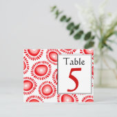 ラブリーレッドファンキーフラワーテーブル番号葉書 ポストカード (スタンド正面)