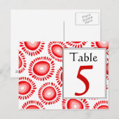 ラブリーレッドファンキーフラワーテーブル番号葉書 ポストカード (正面/裏面)