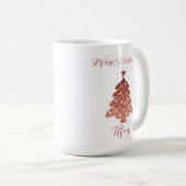 ラブリーレッドフォイルフェイククリスマスツリーテーマ コーヒーマグカップ (正面右)
