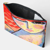ラブリーレッドヘッド抽象芸術アート アクセサリーポーチ (見開き)