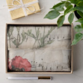 ラブリーレッドポピーヴィンテージミュージックシートephemera 薄葉紙 (ギフト)