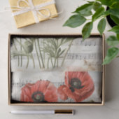 ラブリーレッドポピーヴィンテージミュージックシートephemera 薄葉紙 (ギフト)