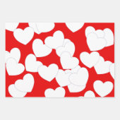 ラブリーレッドラッピング紙大きな白いハート  ラッピングペーパーシート (正面2)