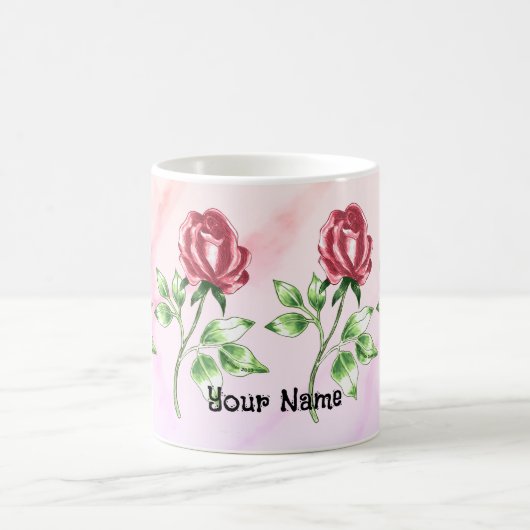 ラブリーレッドローズカスタムマグ コーヒーマグカップ (中央)