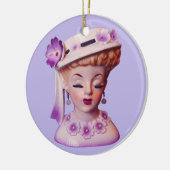 ラブリーレディーヘッド花瓶パープルフラワーズ1960s人形 セラミックオーナメント (左)