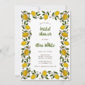 ラブリーレモンかわいいカスタムQRコードブライダルシャワー 招待状 (正面)