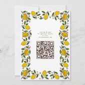 ラブリーレモンかわいいカスタムQRコード赤ちゃんシャワー 招待状 (裏面)
