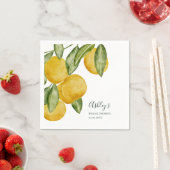 ラブリーレモンウォーターカラーブライダルシャワー パーソナライズされた スタンダードカクテルナプキン (インサイチュ)