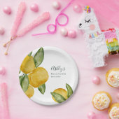 ラブリーレモンウォーターカラーブライダルシャワー パーソナライズされた ペーパープレート (パーティー)