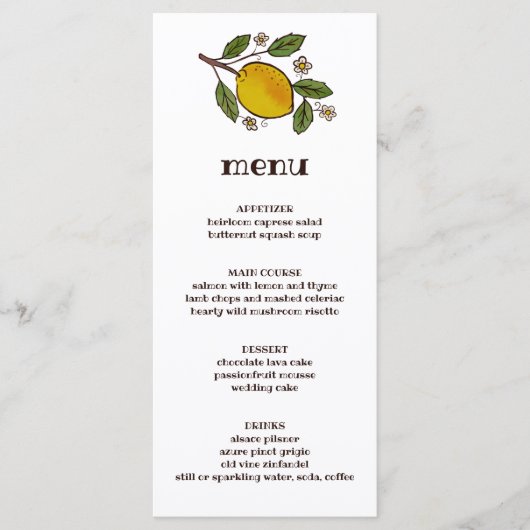 ラブリーレモンウォーターカラー素朴モダンカスタム メニュー (正面)