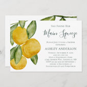 ラブリーレモンツリーウォーターカラーブライダルシャワー 招待状 (正面/裏面)