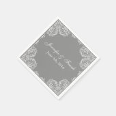 ラブリーレースフレームグレイ結婚ズ スタンダードカクテルナプキン (角)