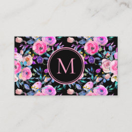 ラブリーロマンチックなピンクのフローラの水色 名刺