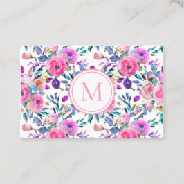 ラブリーロマンチックなピンクのフローラの水色 名刺