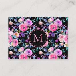 ラブリーロマンチック赤面フローラ水彩 名刺