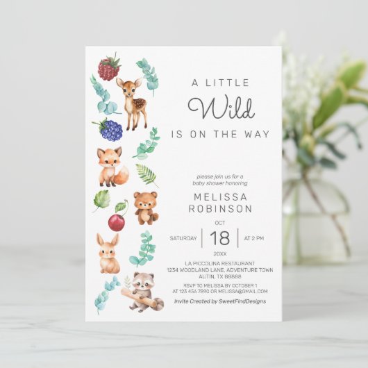 ラブリーワイルドフォレスト男の赤ちゃんシャワー 招待状 (スタンド正面)