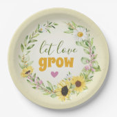 ラブリーワイルドフラワーヒマワリブライダルシャワー ペーパープレート (正面)